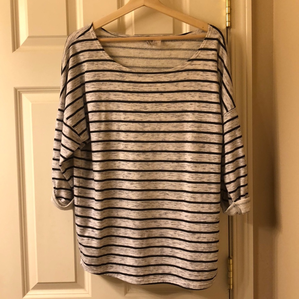 Black striped long shirt.